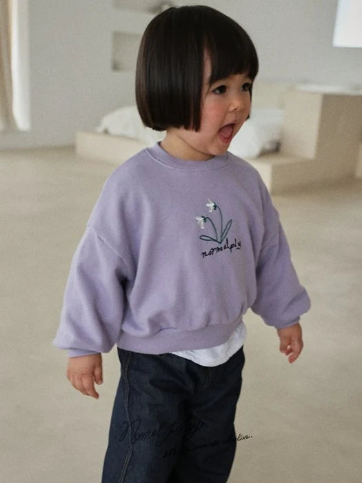 Little Foxx – Double Flower Embroidered Crop Sweatshirt