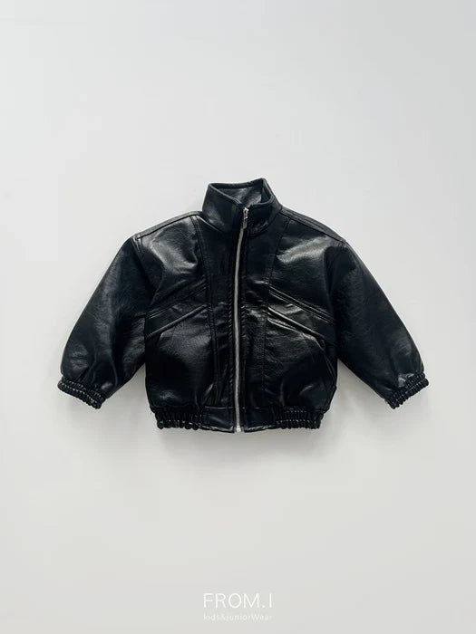 Little Foxx – High Neck Vegan Leather Jacket