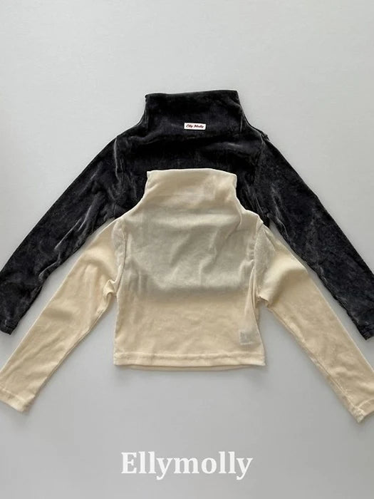 Little Foxx – Velvet Mesh Half Turtleneck Tee