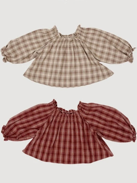 Little Foxx – Dudie Check Smocked Blouse