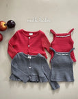 Little Foxx – Heart Ribbed Cardigan Set