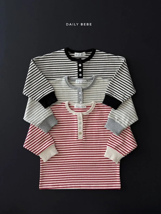 Little Foxx – Stripe Henley Neck Tee