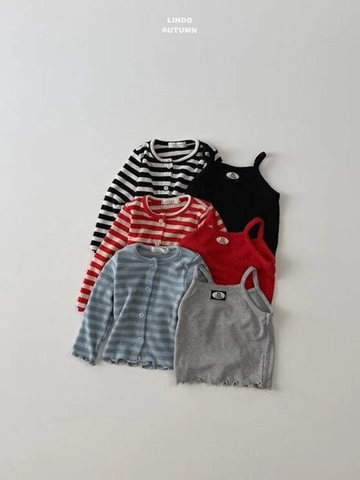 Little Foxx – Pompom Sleeveless Cardigan Set