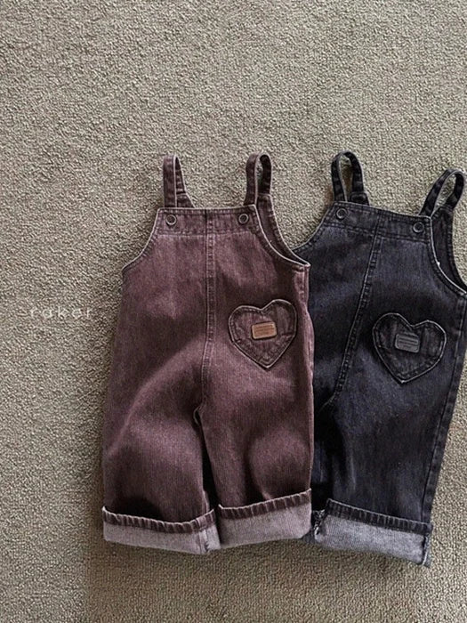 Little Foxx – Heart Denim Ribbed Overall