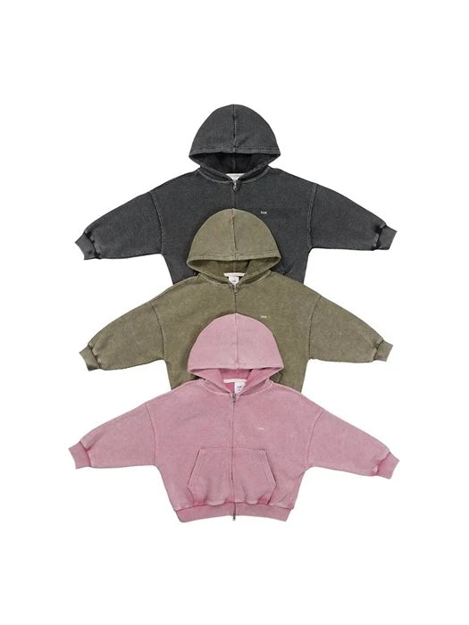 Little Foxx – Waffle Washed Hooded Zip-up