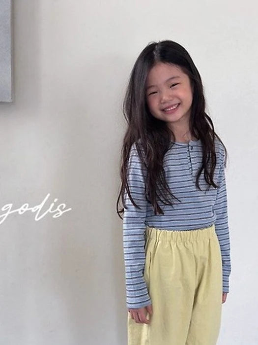 Little Foxx – Striped Rib Button Tee