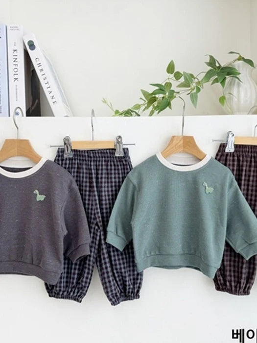 Little Foxx – Baby Waffle Check Top &amp; Bottom Set