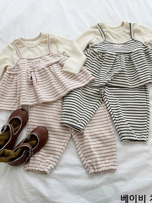 Little Foxx – Baby Cherry Striped Top &amp; Bottom Set