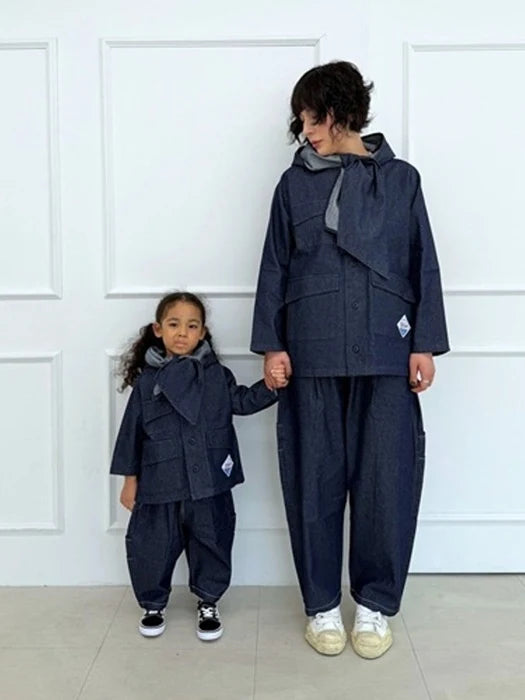 Little Foxx – 2way Hooded Scarf Jacket (Indigo) Mom