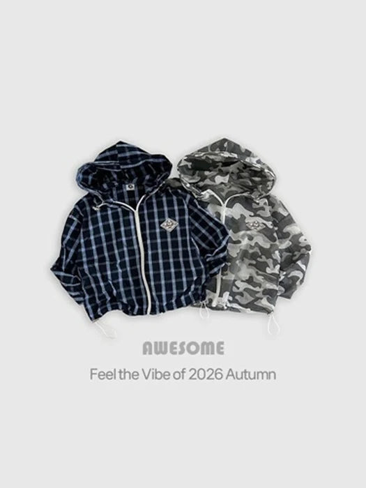 Little Foxx – Camo Check Hooded Windbreaker Jacket