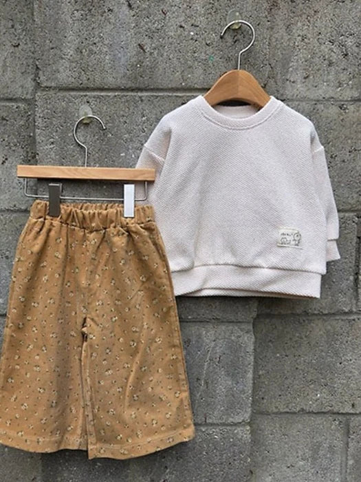 Little Foxx – Corduroy Floral Wide Pants