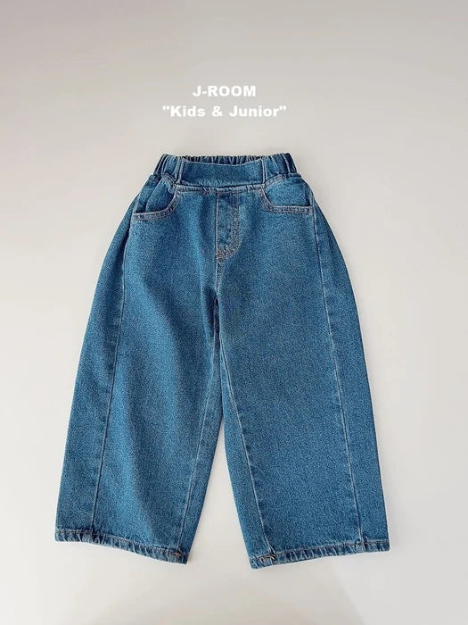 Little Foxx – Side Pleats Wide Denim Pants