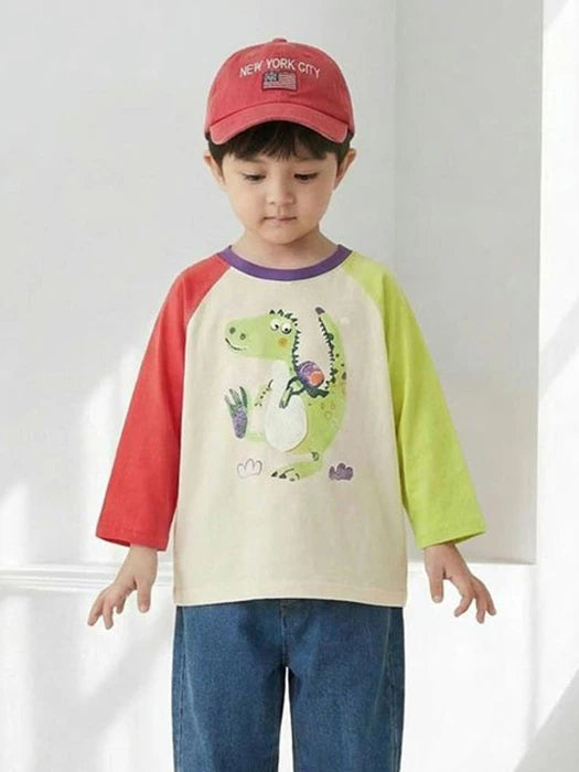 Little Foxx – Dinosaur Colorblock Raglan Tee