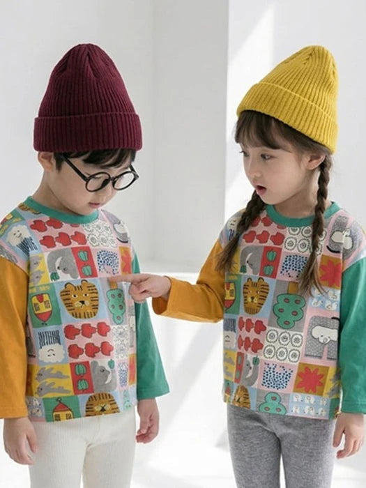 Little Foxx – Printed Sleeve Colorblock Tee
