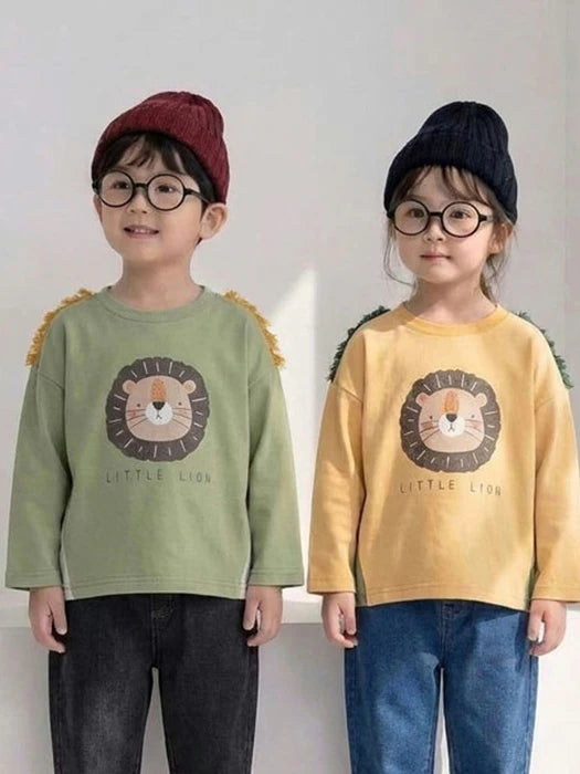Little Foxx – Face Lion Embroidery Fringe Tee
