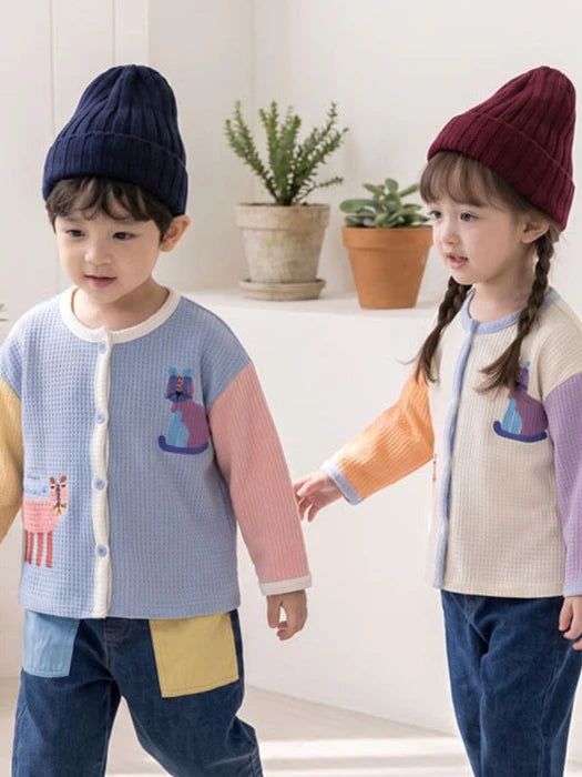 Little Foxx – Colorblock Waffle Cardigan