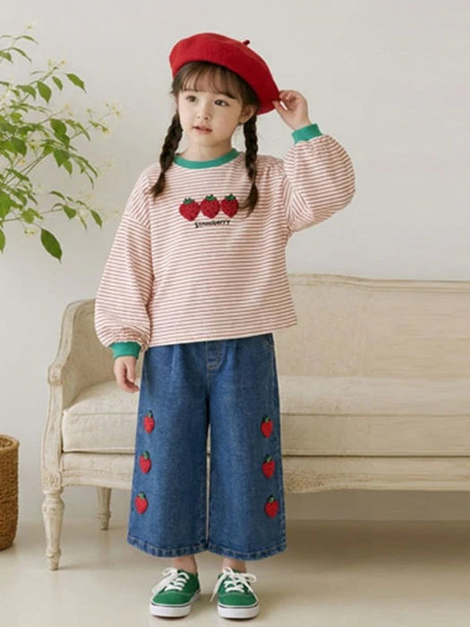 Little Foxx – Boucle Strawberry Stretch Wide Pants