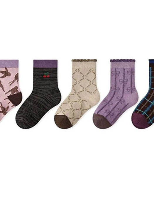 Little Foxx – Purple Ribbon Cherry Socks Set
