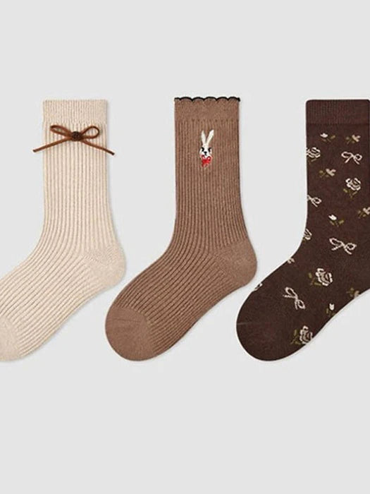 Little Foxx – Brown Flower Socks Set