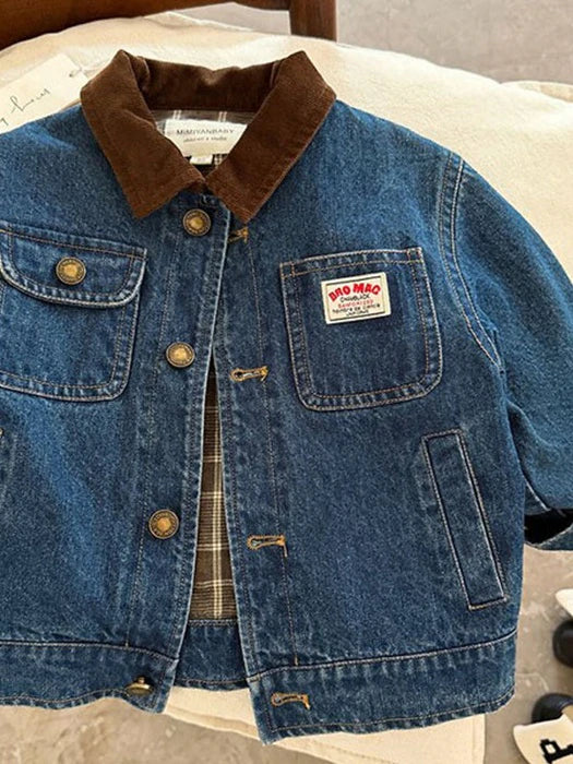 Little Foxx – Bro Collar Check Denim Jacket