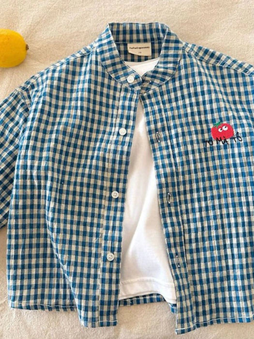 Little Foxx – Tomato Embroidery Check Shirt