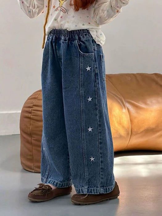 Little Foxx – Star Embroidery Loose Denim Pants