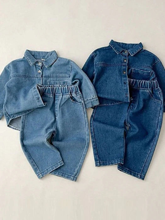 Little Foxx – Denim Shirt &amp; Denim Pants Top &amp; Bottom Set