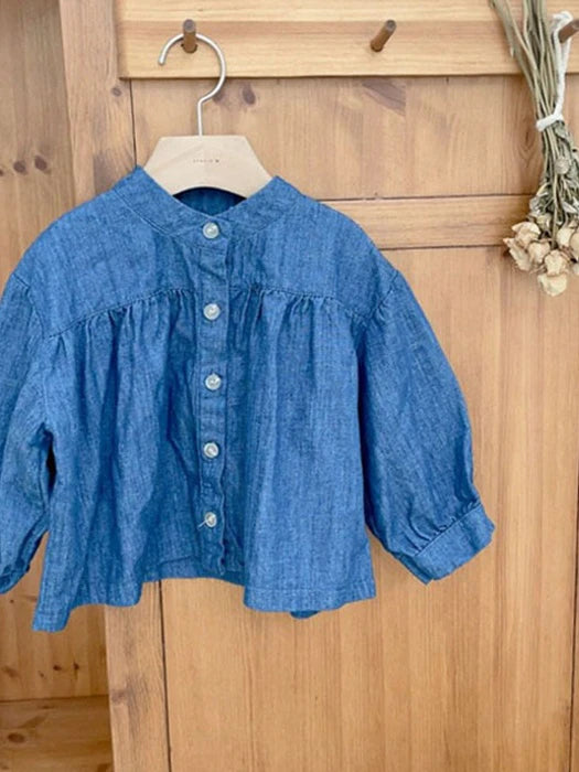 Little Foxx – Yarn Shirring Blouse-Denim