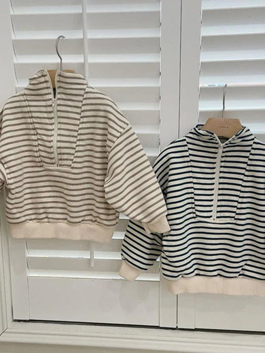 Little Foxx – Fleece Half-Zip Striped Tee