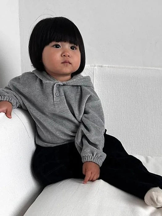 Velour Button Hoodie
