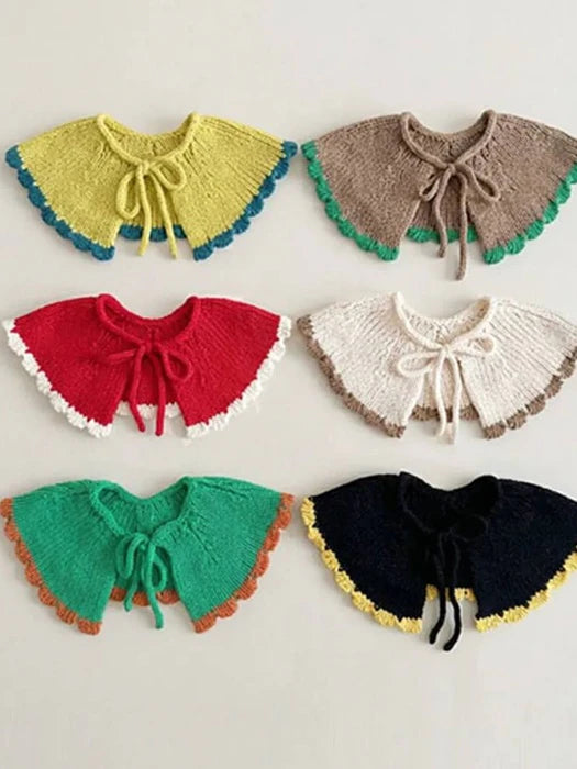 Little Foxx – Color Block Frill Knit Cape