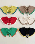 Little Foxx – Color Block Frill Knit Cape