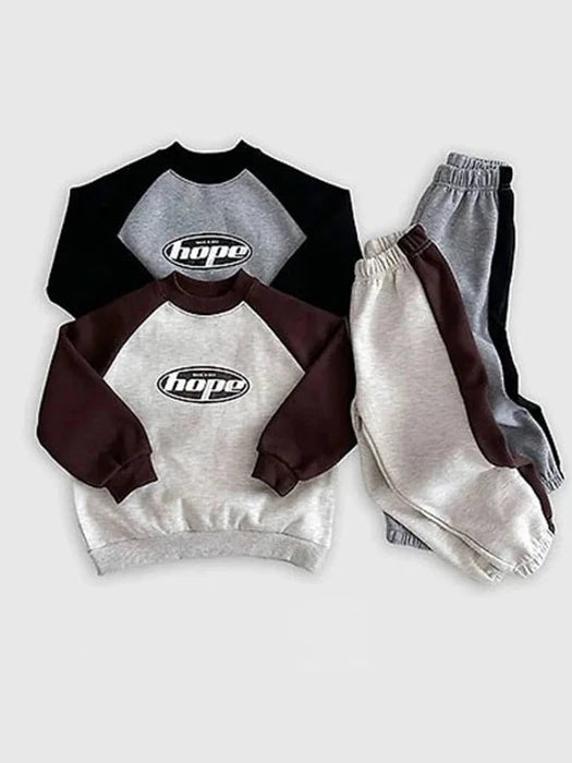 Little Foxx – Hope Color-block Fleece-lined Top &amp; Bottom Set