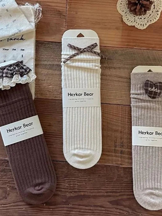 Little Foxx – Heart Brown Knee Socks 3-Pack Socks Set