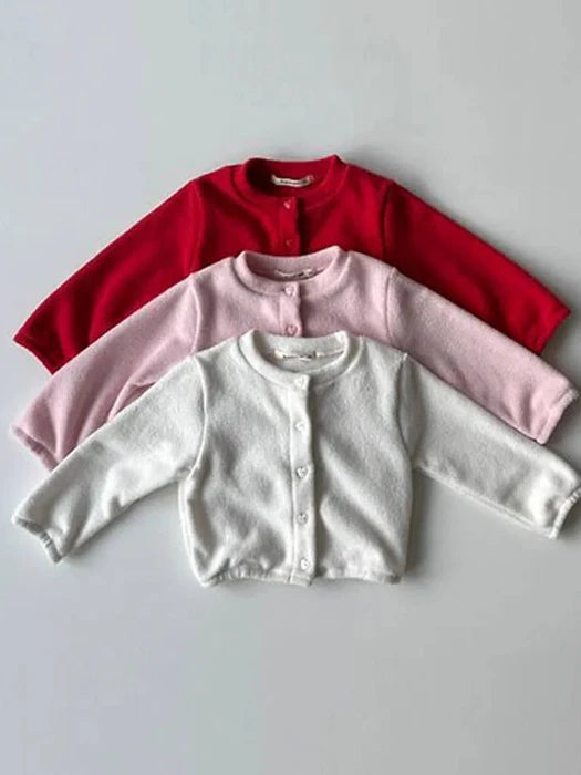 Little Foxx – Heart Button Terry Fleeced Cardigan