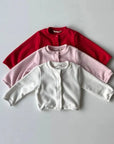 Little Foxx – Heart Button Terry Fleeced Cardigan