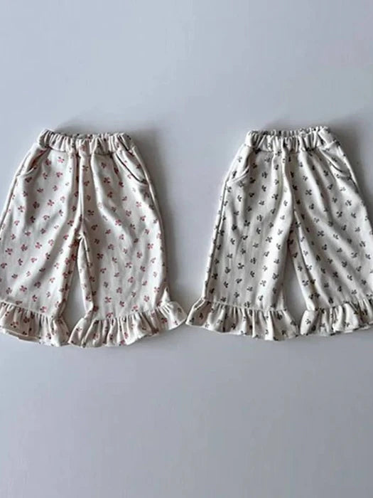 Little Foxx – Peach Flower Frill Pants