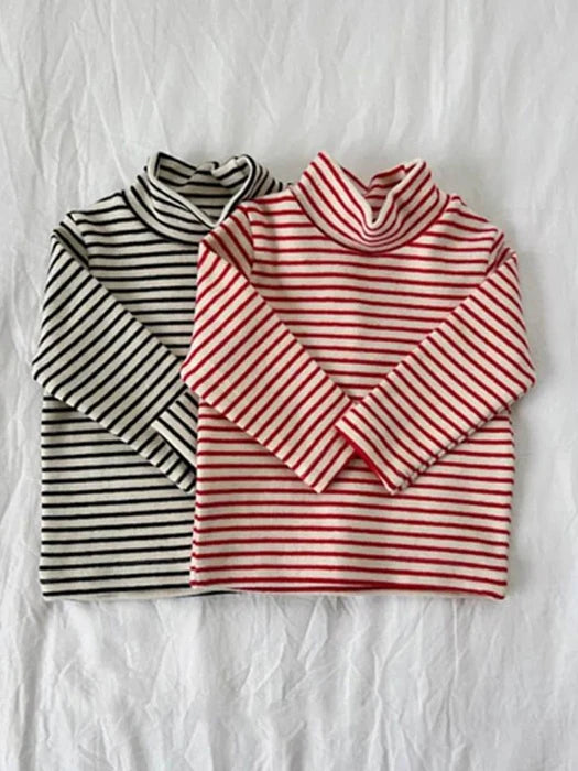 Little Foxx – Bebe Striped Peach Mock Neck Tee