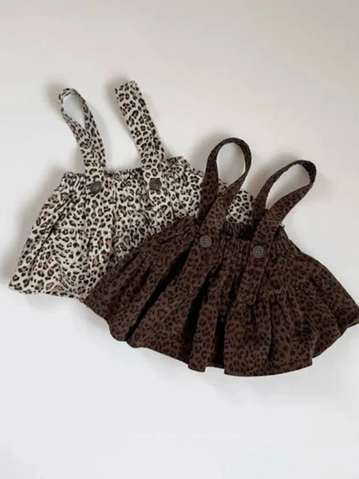 Leopard Cordu Tiered Skirt von Mimi Market – Rock für Kinder aus Korea