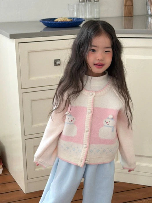 Snowman Knit Cardigan von Ninibello – Strickjacke für Kinder aus Korea