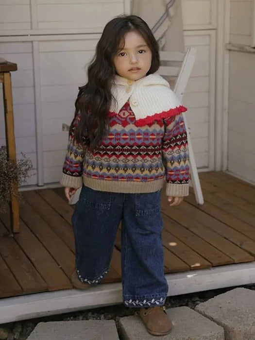 Maple Embroidery Denim Pants von Oren – Jeans für Kinder aus Korea