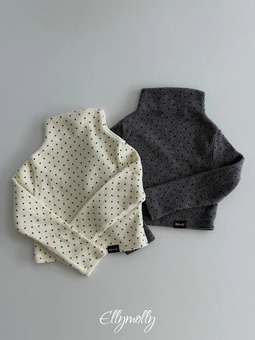 Little Foxx – Dot Fleeced Half Mock Neck Tee