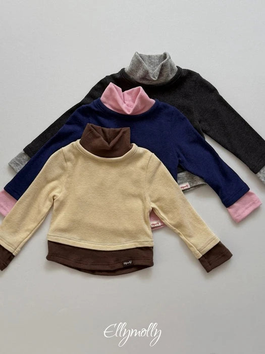 Little Foxx – Brush Color Block Mock Neck Tee