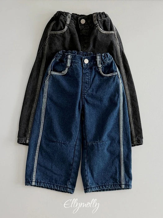 Little Foxx – Line Work Fleeced Denim Pants