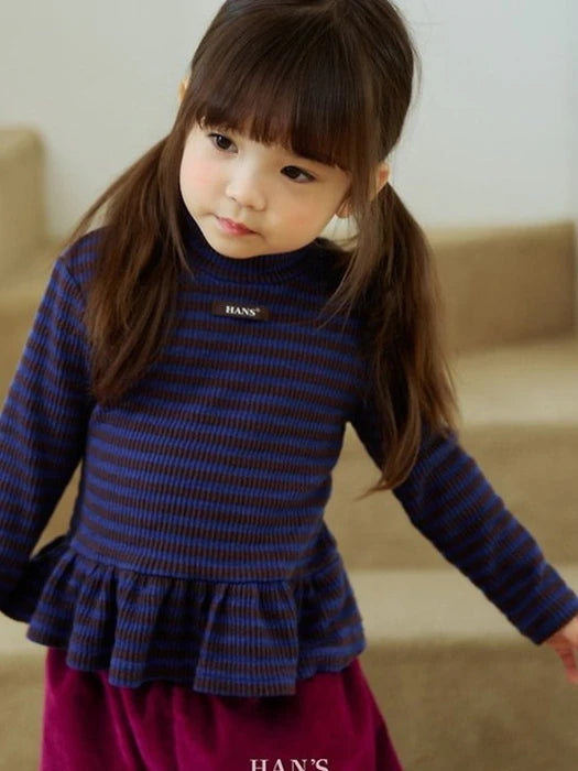 Little Foxx – Striped Frill Mock Neck Tee