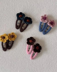 Little Foxx – Flower Knit Snap Hair Pin Set