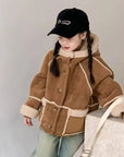 Little Foxx – Camel Hooded Shearling Jacket