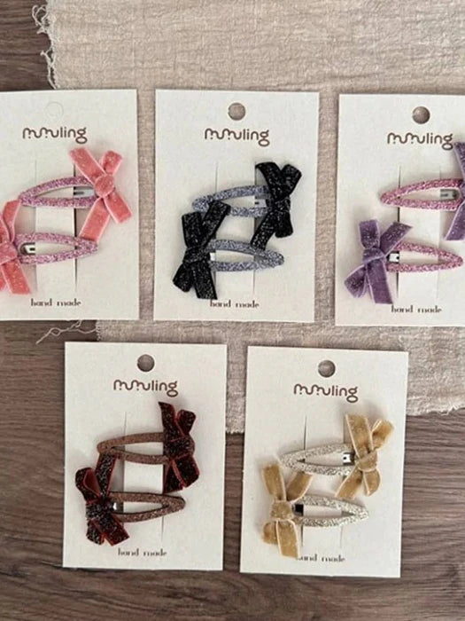 Little Foxx – Glitter Ribbon Snap Hair Pin Set