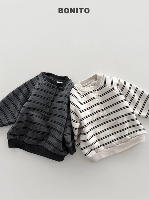 Little Foxx – Striped Henley Neck Sweatshirt