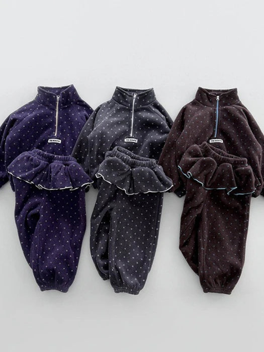 Little Foxx – Dot Half Zip-up Set